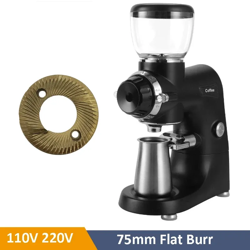 Verktyg Automatisk kaffekvarn Titanlegering 75mm Platt Burr kaffekill Miller Machine Professional kaffesslipmaskin