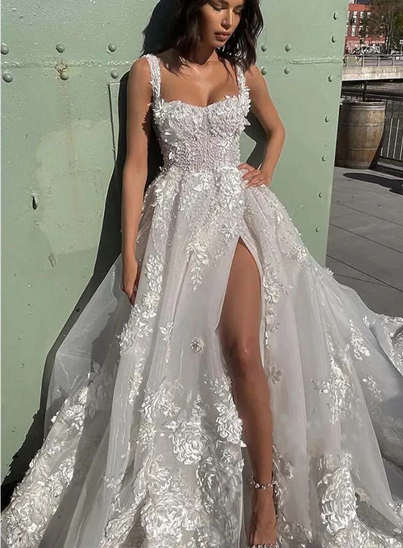 Beach Lace Summer Wedding Dresses Sexy Side Split... From Missbeautydress,  $134.46 | DHgate.Com
