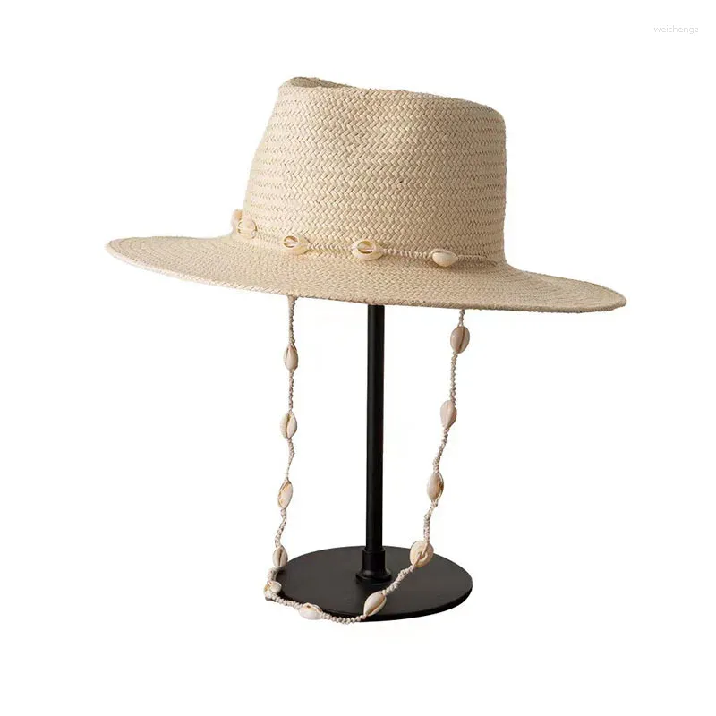 Cappello Panama da donna, da viaggio, spiaggia, cappello da sole a tesa larga, cappello Fedora Jazz per vacanze estive, 3, Taglia unica