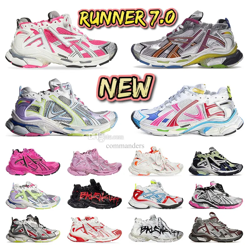 aaa Качество Balenciaha Runner 7.0 Track Runners 7.5 Мужские модельные туфли Мокасины Женские кроссовки Grandfather All Black White Daddy Дизайнерская обувь Мужские кроссовки