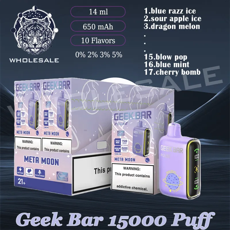 Originele Geek Bar 15000 Bladerdeeg Wegwerp E-sigaretten 16 ml Voorgevulde 650 mAh Oplaadbare batterij 17 smaken 15 k Rookwolken Vapes