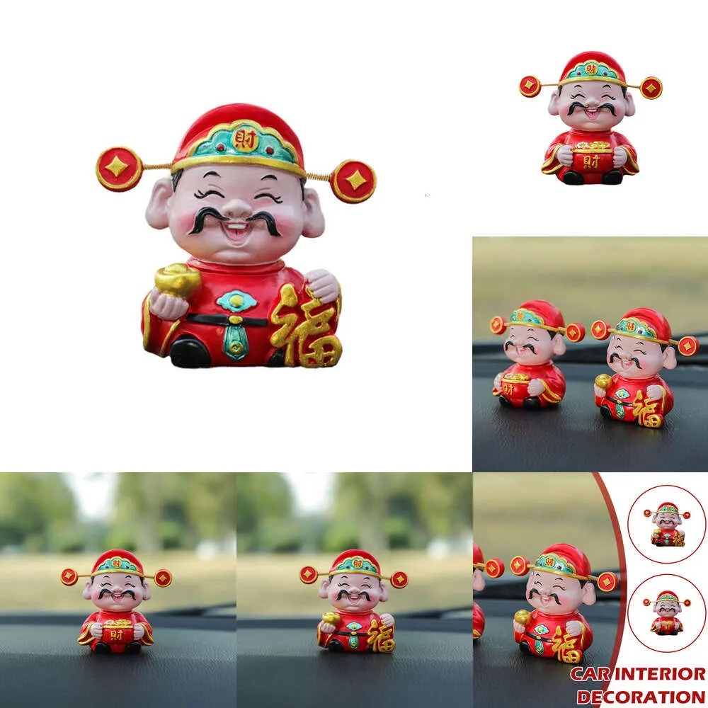 New New Year CAI Shen Statue Figurine Resin Wealth God Of Fortune Dashboard Ornament Car Interior Creative Decoration