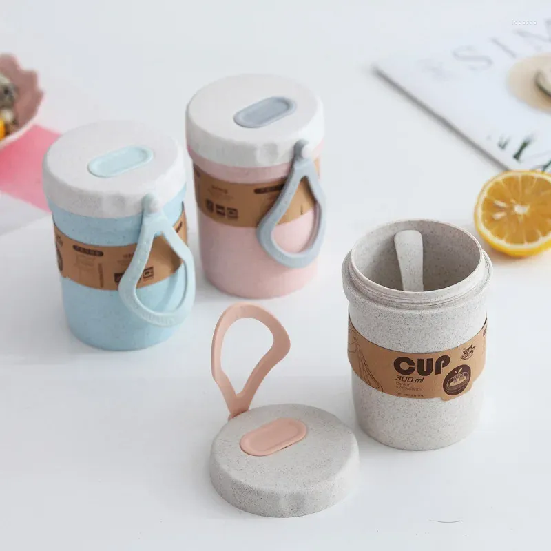 Café Potes Moda Crianças Adulto Copo de Água Verão Mão Microondas Isolamento Plástico Leite Café da Manhã Presente