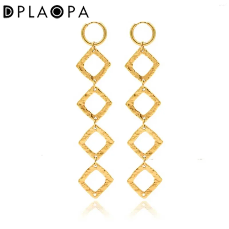 Dangle Earrings DPLAOPA 92 5 Silver Plated Square Charm Connector Chain Earring Long Drop Women Clips Piercing Pendientes