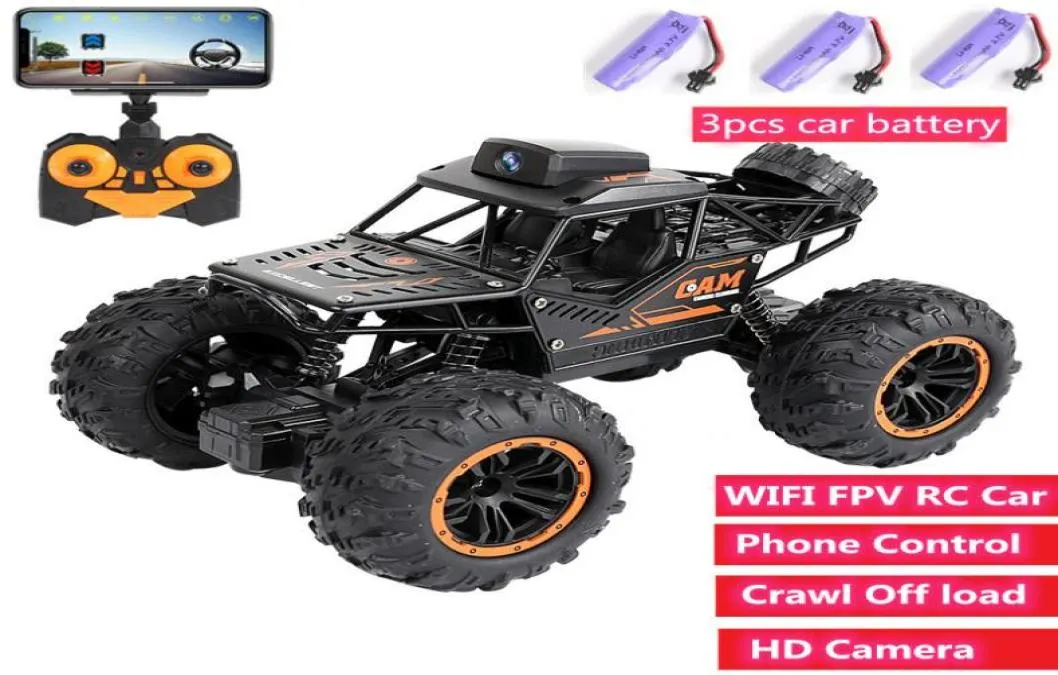 La plus récente voiture 2 WIFI FPV RC avec caméra HD télécommande ramper hors route voiture de course RC avec contrôle de téléphone de batterie de voiture LJ2009185455163