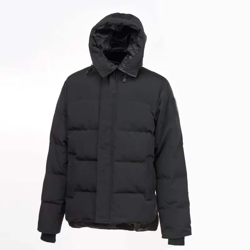 Piumino d'oca Parka canadese CG Macmillans da uomo invernale caldo cappotto esterno cappuccio impermeabile al vento senza pelliccia corta