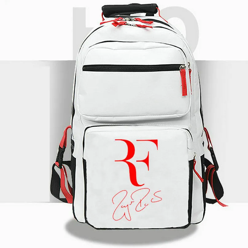 Roger Federer Backpack Meilleur joueur Daypack Tennis Star School Sac Sport Print Rucksack Casual Schoolbag Blanc Black Black Day Pack