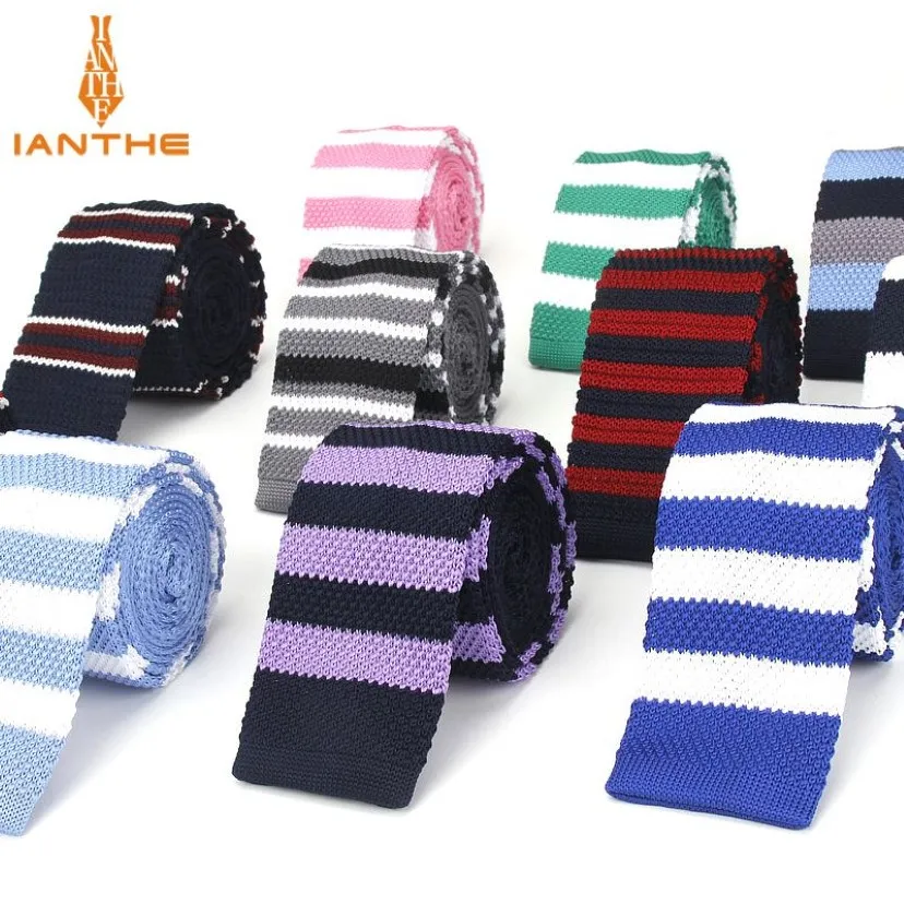 Mode hommes tricot cravates coloré nouveau 6 cm mince tricoté maigre cravates pour hommes fête mariage mâle cravate cravate Cravat Corbatas245v