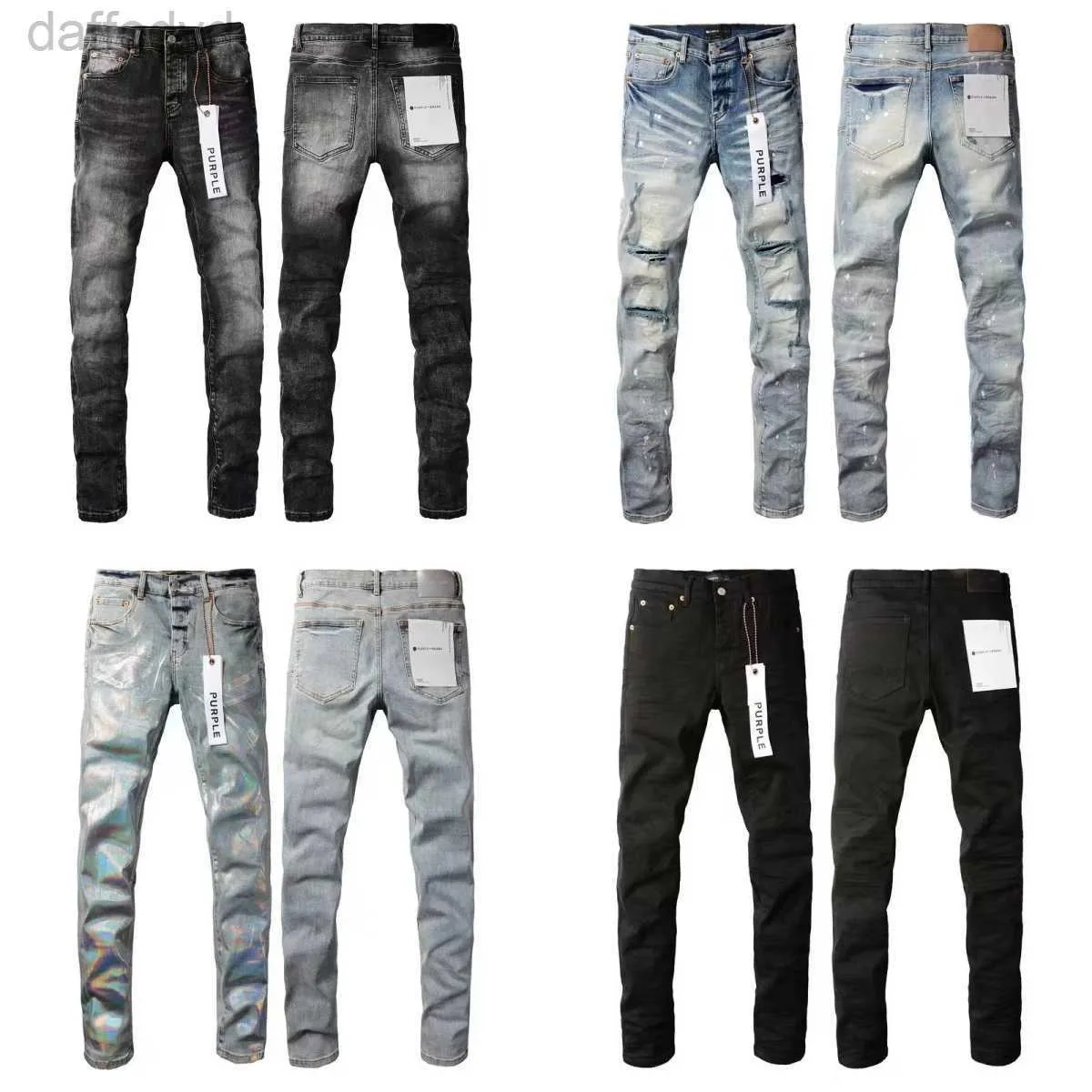 Jeans masculinos Designer Mens Roxo para Mens Denim Calças Moda Mulheres Roxo-Marca Tendências Angustiado Preto Rasgado Biker Slim Fit Motocicleta Sweatpants 240305