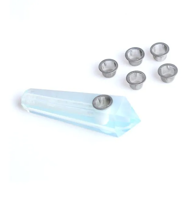 HJT Hela kvinnor Moderna anpassade rökrör Naturliga Opal Crystal Quartz Healing Tobacco Pipes med 5 metallfilter5030949