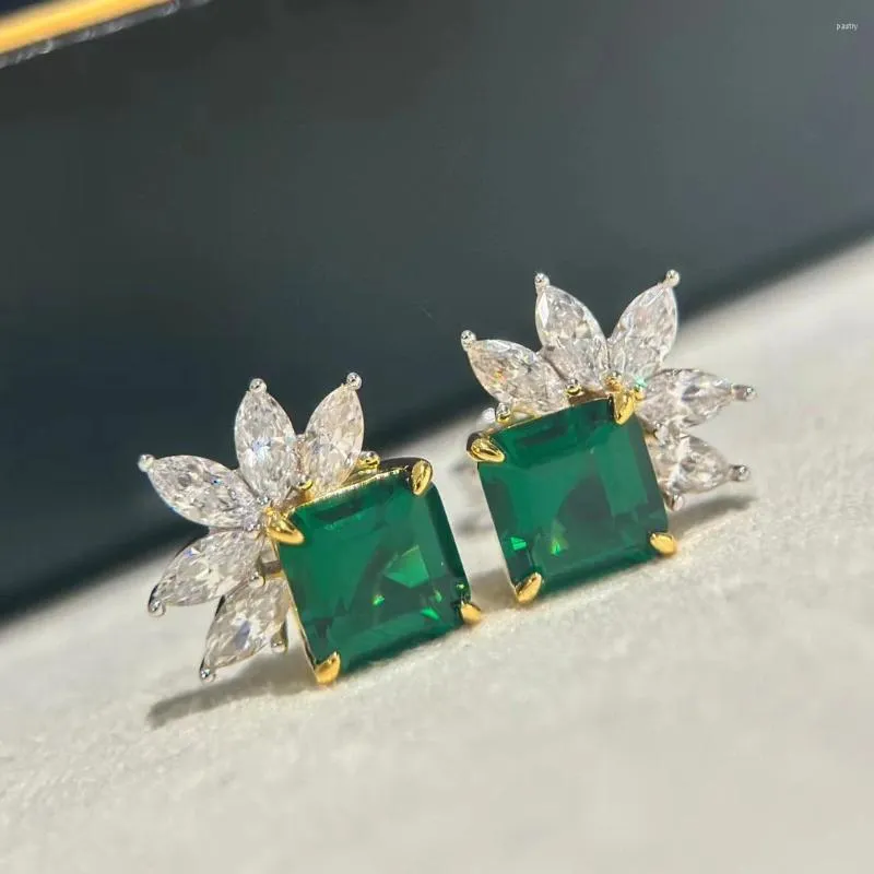 Kolczyki stadnorskie 2024 Trend klasyki marka czysty 925 Srebrna luksusowa biżuteria dla kobiet 5a Cyrkon Emerald Eye Stone