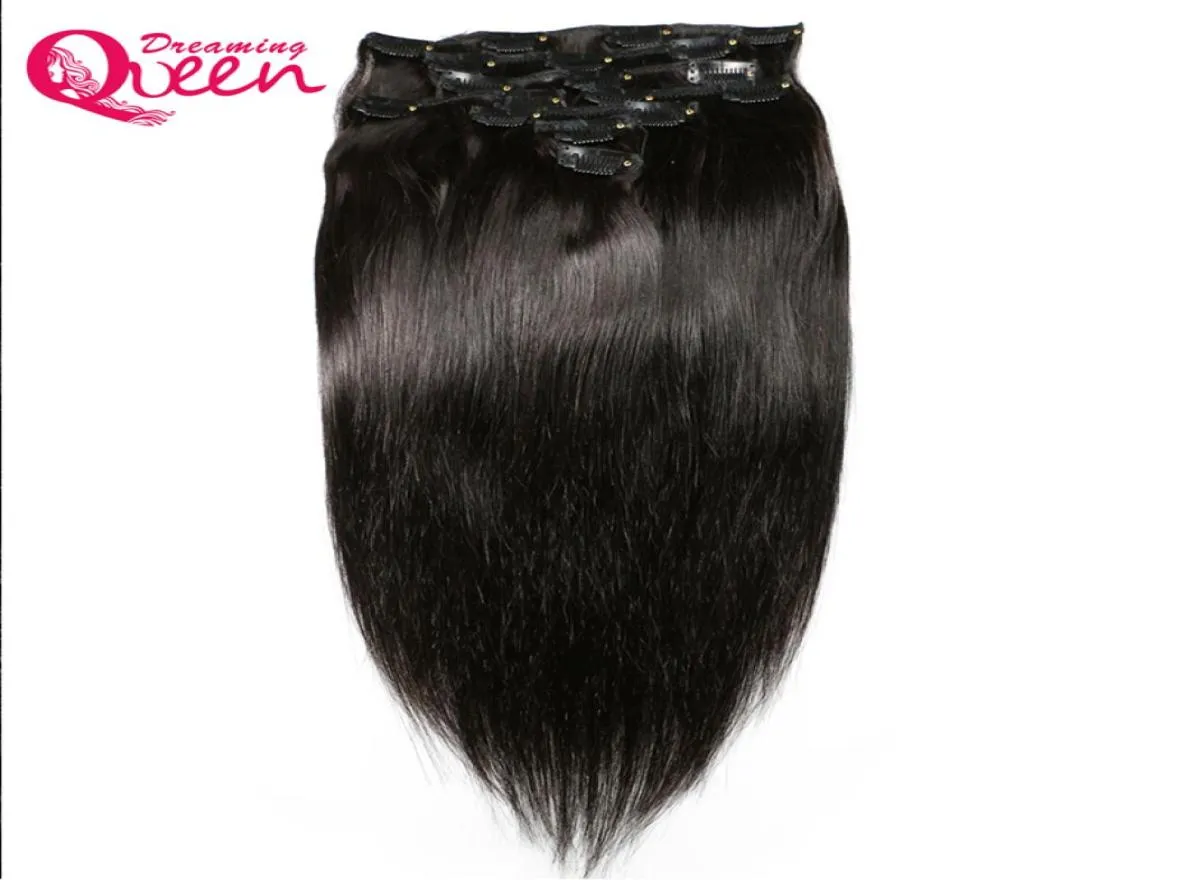 Pinces à cheveux droites brésiliennes dans les extensions de cheveux humains 120g 8pcsSet 1 Bundles 18 Clips Ins Extension de cheveux humains vierges brésiliens8745807