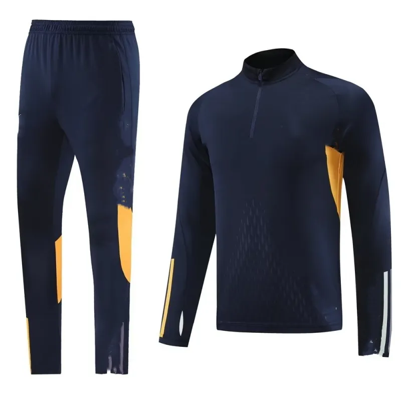 2023 24 Kit de survêtement à manches longues Veste de pied d'entraînement de football Jersey de football Hommes et enfants portent des vestes à demi-zip Tir Fan Club Livraison gratuite