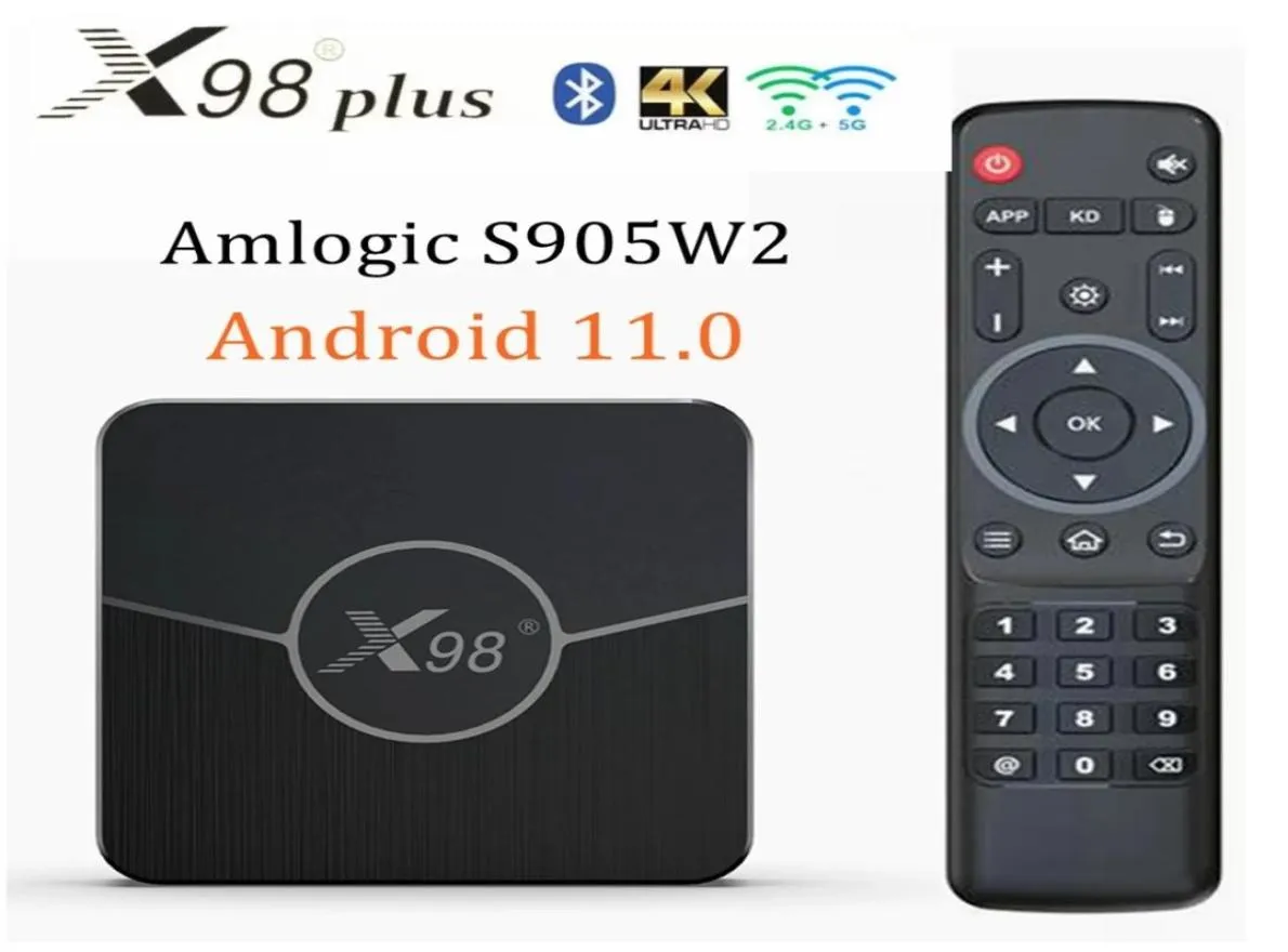 X98 Plus Smart TV Box Android 11 4GB RAM 64 GB 32GB AMLOGIC S905W2 24G5G Dual WiFi BT 4K 60fps LAN 100M SET TOP BOX 2GB 16GB7043185