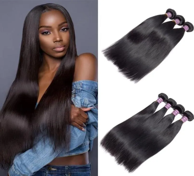 Whole 10a Grade Brazilian Virgin Straight Hair Bundles Unprocessed Peruvian Indian Malaysian Hair Extensions Remy Human Hair W8337436