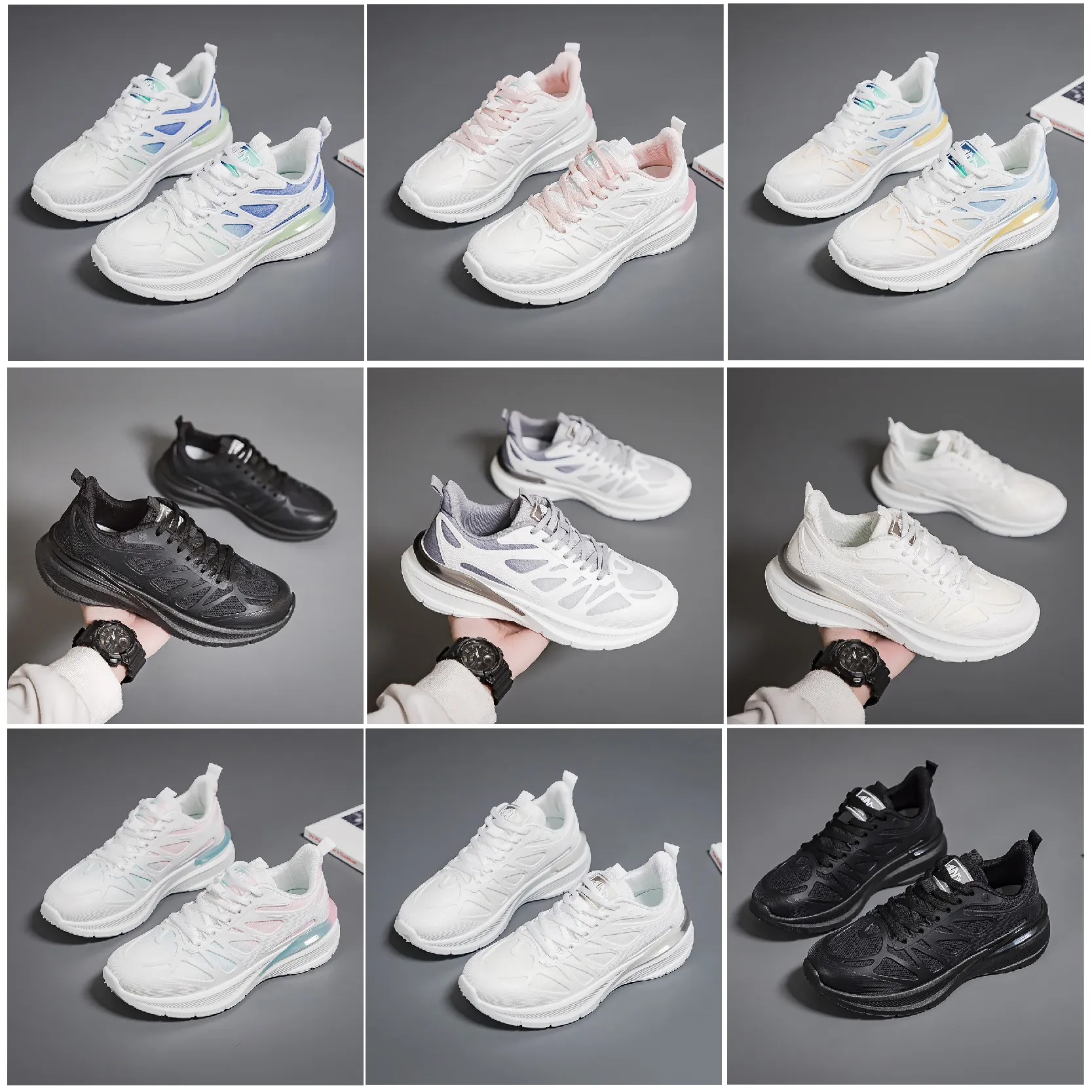 Gai Running Shoe Designer Chaussures de course pour femmes Black Flat Men's Black et Whit0324
