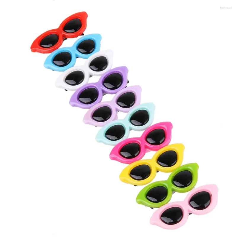 Appareils pour chiens 10pcs / Set Plastic Pet Sunglasses Sunglasses Hair Hair Wress Hair Clip Pet Pet