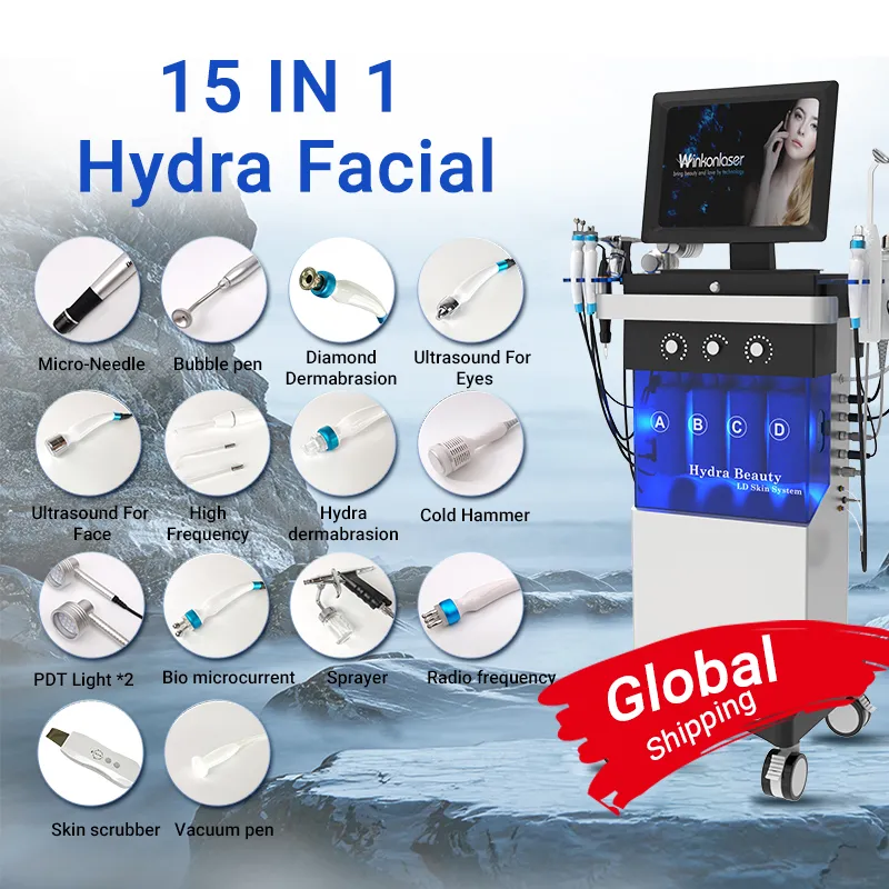 Hydro ansikts aqua skala diamant ansiktslyft dermabrasion hudvård syre vatten jet spa hydra ansiktsmaskin 2 års garanti