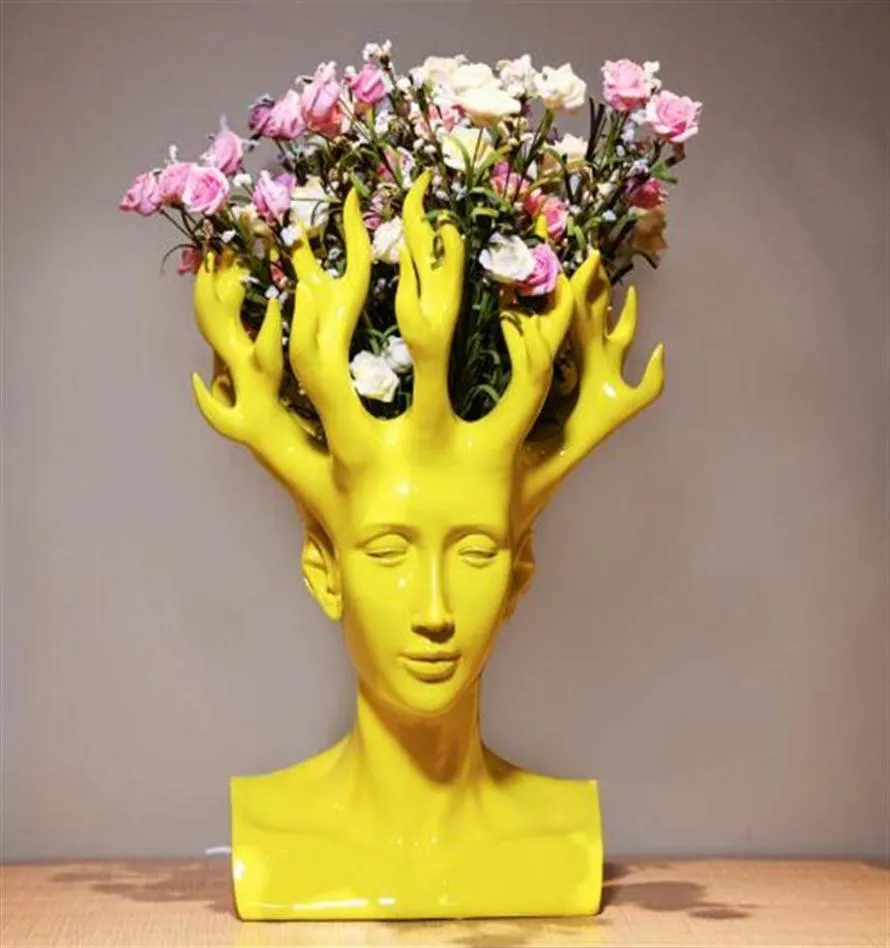 Man Head Ceramic Vashe Decor Home Film Film Figur