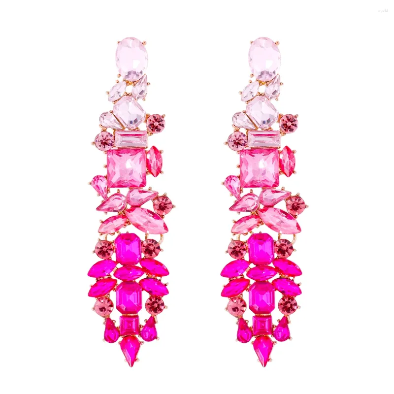 Boucles d'oreilles pendantes pour femmes, Design de personnalité, luxe, brillant, Long cristal strass, accessoires de bijoux de déclaration exagéré, 2024