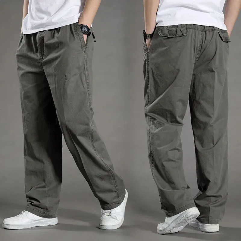 Calças de carga dos homens verão primavera algodão trabalho wear em tamanho grande 6xl casual escalada corredores sweatpants hombre outono 240228