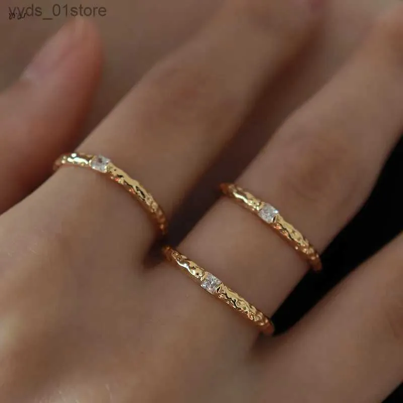 Bandringe CZ Strass Alufolie dünne Ringe für Frauen Edelstahl zierliche stapelbare Ringe einfacher minimalistischer Schmuck Größe 9 L240305