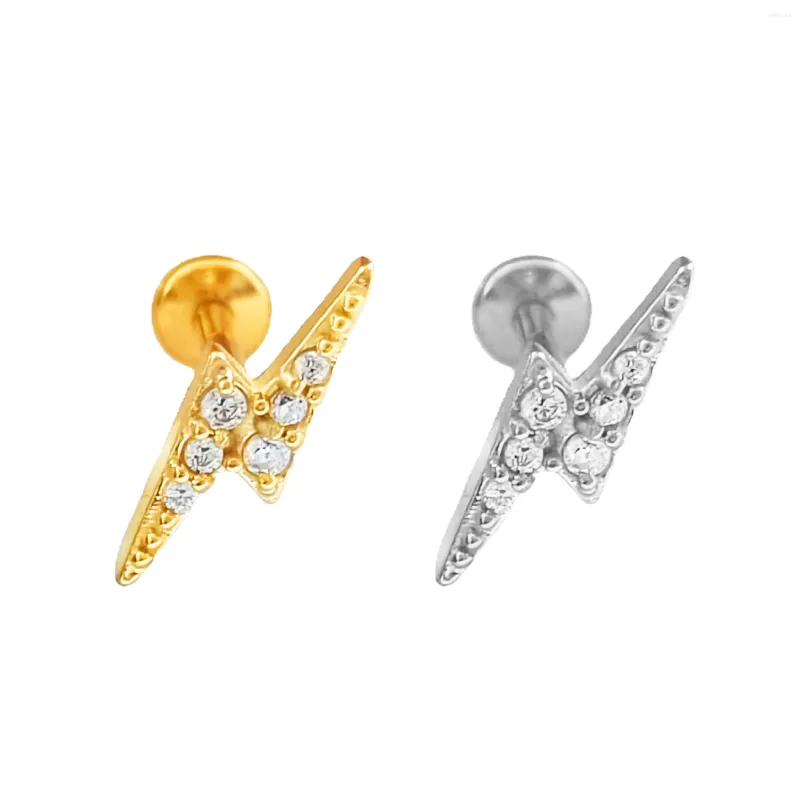 Orecchini a bottone in acciaio inossidabile 316 Labret Studs Fulmine CZ Filettatura interna Piercing alla cartilagine dell'orecchio Gioielli per il corpo