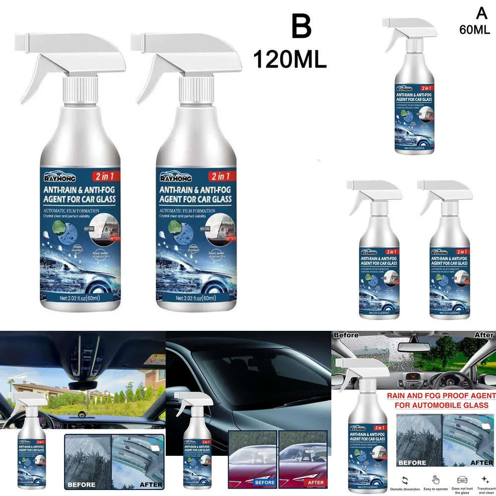 Novo agente de revestimento à prova d'água para vidro de carro 60/120ml, spray anti-repelente de neblina automático, nano removedor de chuva para janelas, para-brisas