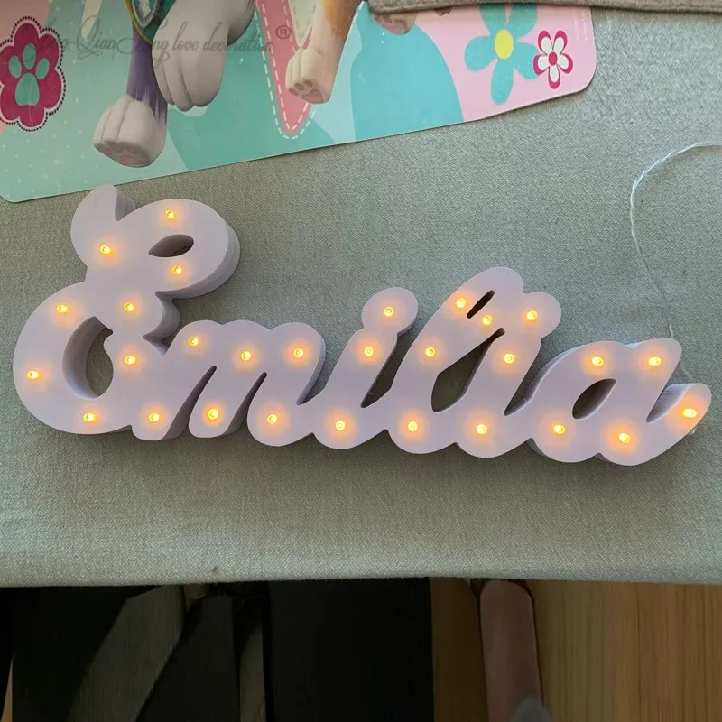 LED Pesonalized Names Wood Signs Custom Name Sign Table Decor Wedding Wooden Letters Baby Nursery Pet 240220