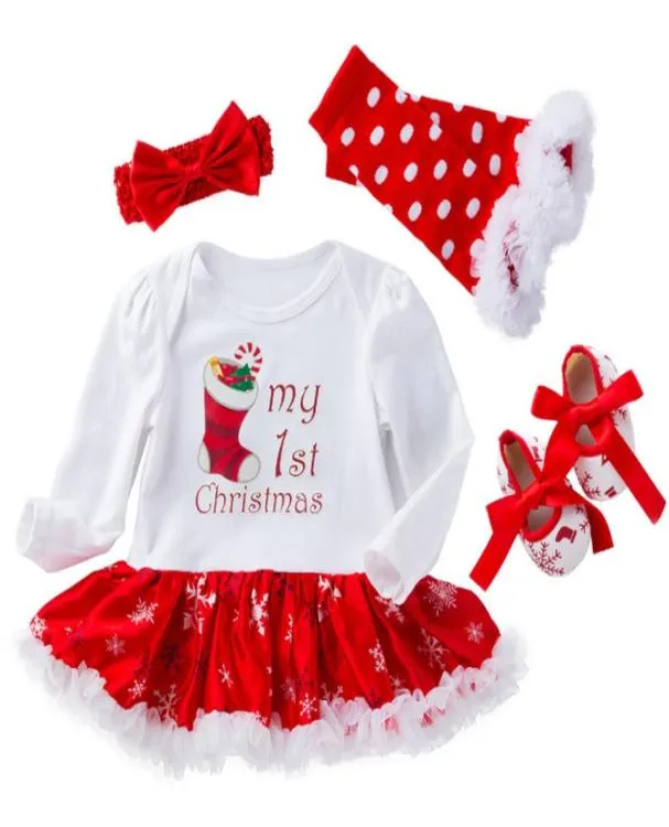 크리스마스 아기 의상 옷 유아 유아 여자 첫 크리스마스 의상 신생아 크리스마스 롬퍼 의류 세트 생일 선물 4535011