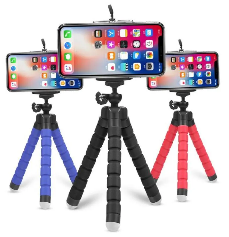 Universal Flexible Mini Octopus Leg Style Portable Cell Phone Mounts Holders Justerbara stativstativ med klippfäste Holder FO7122267