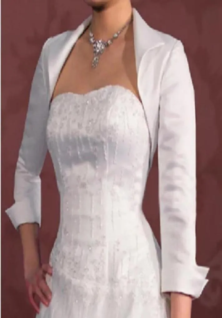 2020 New Short Ivory White Wedding Jackets Front Open Bridal Women039S Bolero Stain 34 Sleeve Custom Made Wraps Jacket5933003