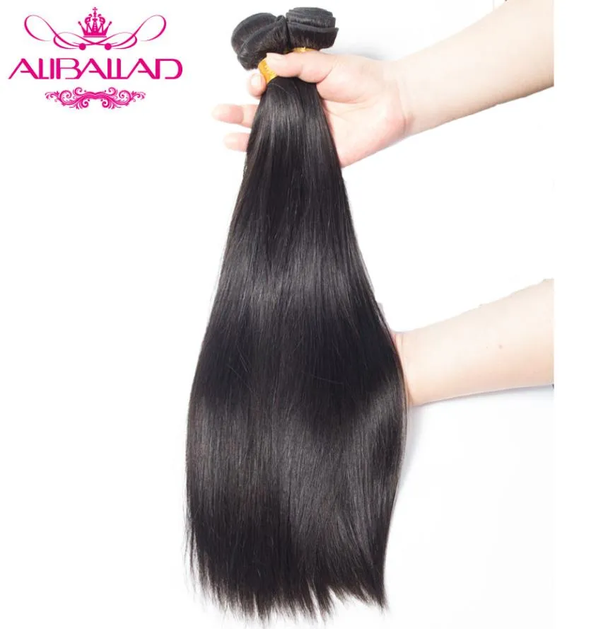 Aliballad-extensiones de cabello liso brasileño, mechones de Color Natural, extensiones de cabello no Remy de 8 a 28 pulgadas, 100 mechones humanos 5075526