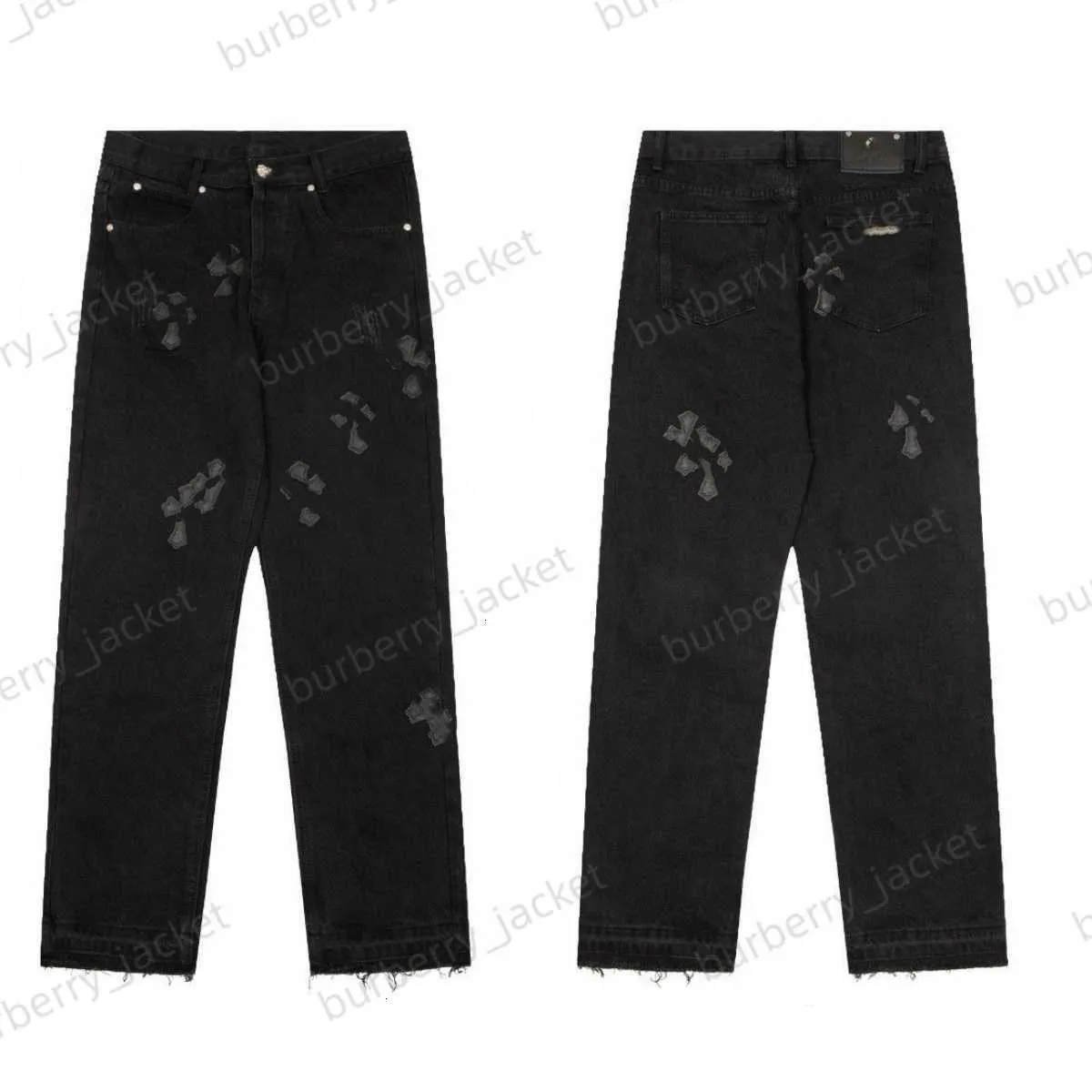 Herren Designer Make Old Washed Chromees Herzen Jeans Chrom Gerade Hosen Herz Kreuz Stickerei Buchstaben Drucke für Damen Herren Lässig Langer Stil W7