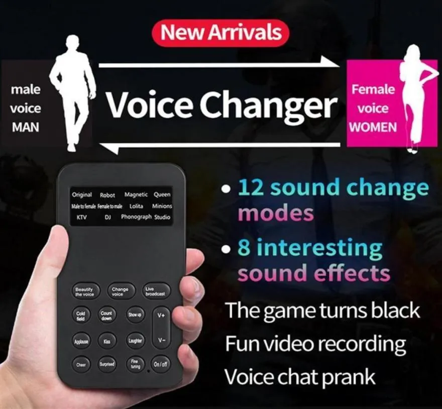 Live Webcast Voice Changer Man till Female Mini Adapter 8 Bytelägen Mikrofon Disguiser Telefonspel Sound Converter231Y1430876