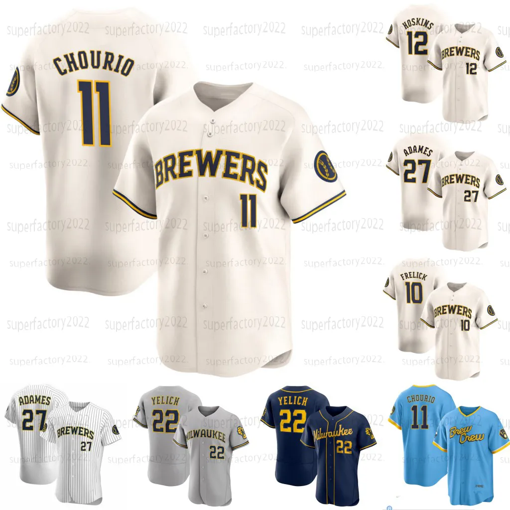 11 Jackson Chourio Brewers Jersey Milwaukee Christian Yelich Willy Adames Sal Frelick Garrett Mitchell Rhys Hoskins Owen Miller Contreras Brandon Woodruff