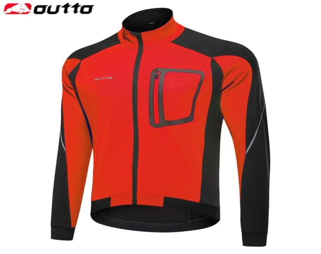 Outo Men039S Windproect Thermal Cycling Jacket Autumn Winter Warm Up Bicycle Reflective Jerseys Windbreaker Coat Mtb Bike Cloth7523782