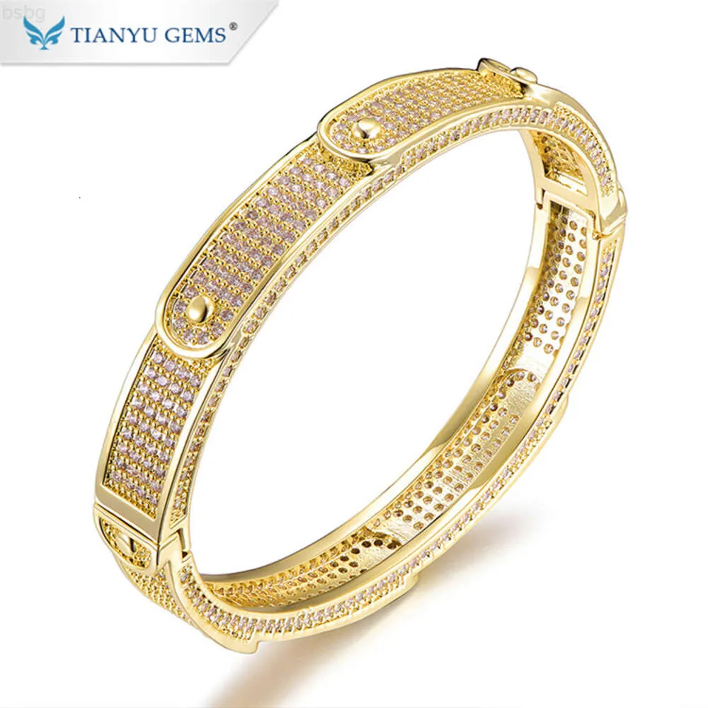 Tianyu op maat gemaakte sieraden massief gouden armband kleurloze moissanite armband voor vrouwen