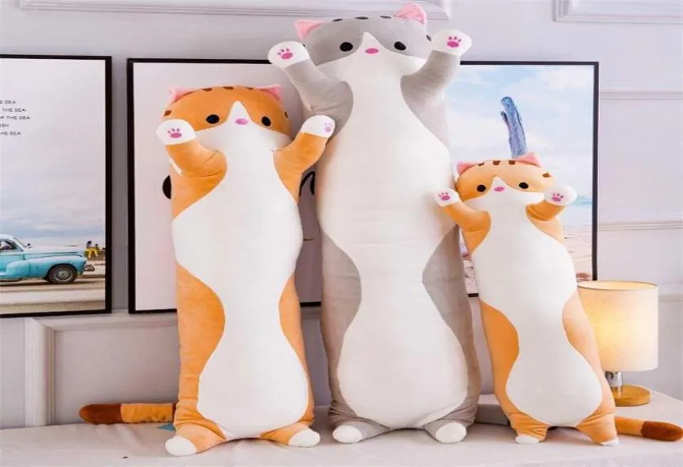 110 cm gros chat saucisse jouets en peluche animaux en peluche Kawaii peluche douce poupées sommeil oreiller bébé compagnon cadeaux d'anniversaire pour les enfants 2205341191