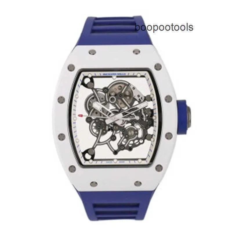 Richardmill Orologi da polso di lusso Orologi con movimento automatico Richardmill Serie uomo RM055 Ceramica bianca Giappone Edizione limitata Manuale Meccanico Moda AVBM