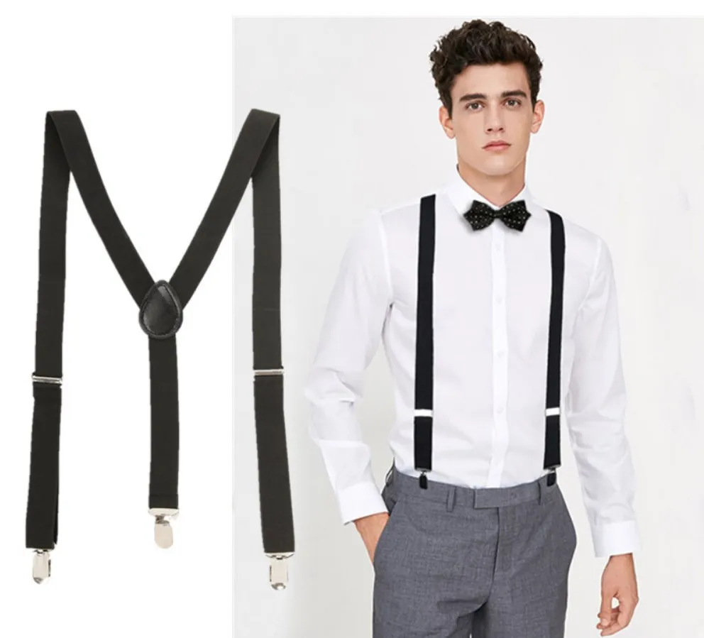 Stage Wear Dance Accessories Men Suspenders High Elastic Adjustable 30mm Wide Straps Suspender Heavy Back Trousers Braces for Wedding Party Suit