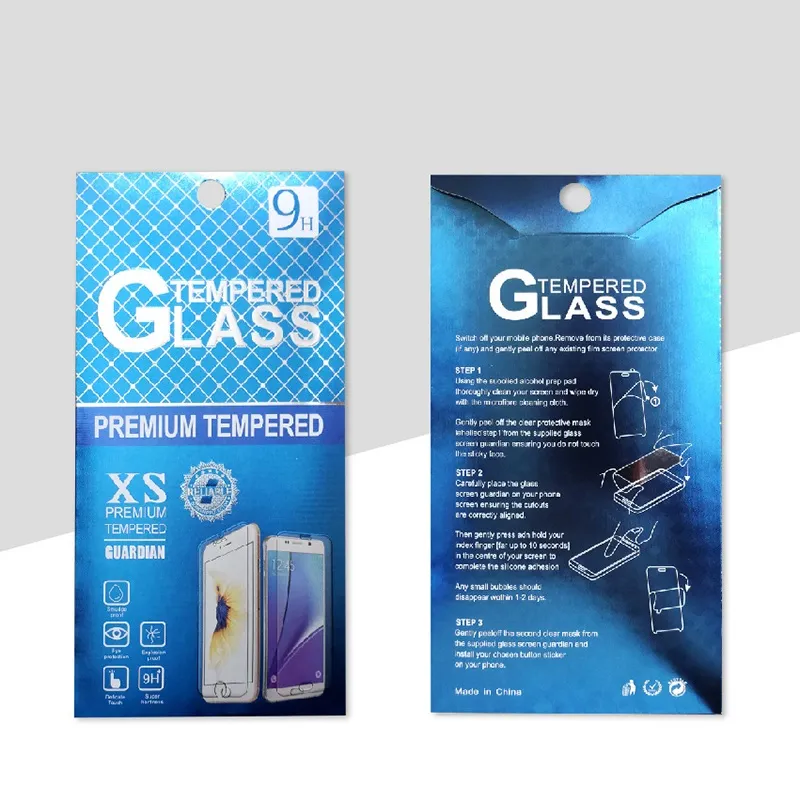 Luxury Big Size Blue Retail Paper Bag For iPhone 11 12 13 14 15 Pro Max Screen Protector Film Full Cover Tempered Glass Package Box