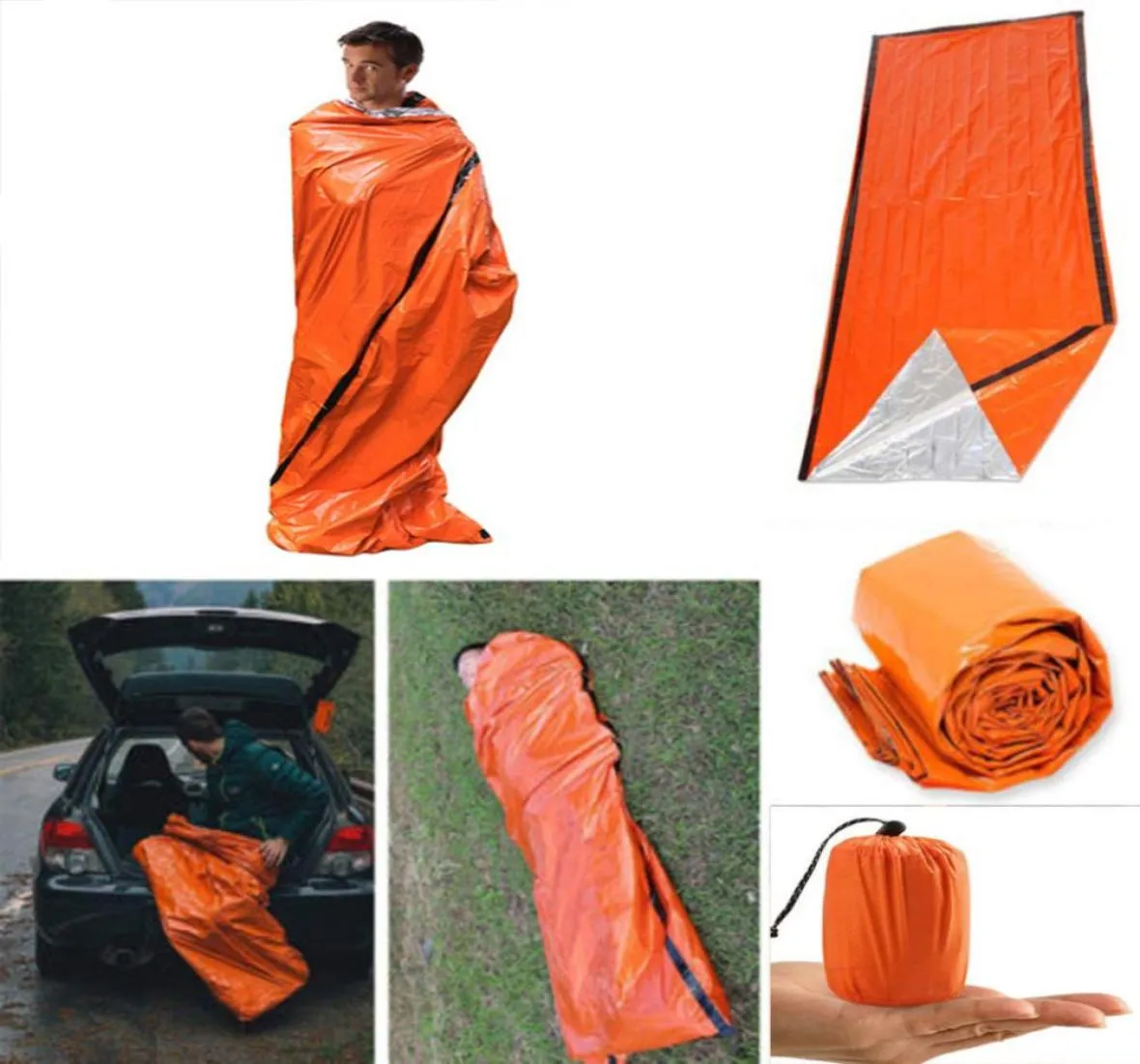 Utomhusliv Emergency Sleeping Bag Thermal Keep Warm Waterproof Mylar First Aid Emergency Blanke Camping Survival Gear8833574