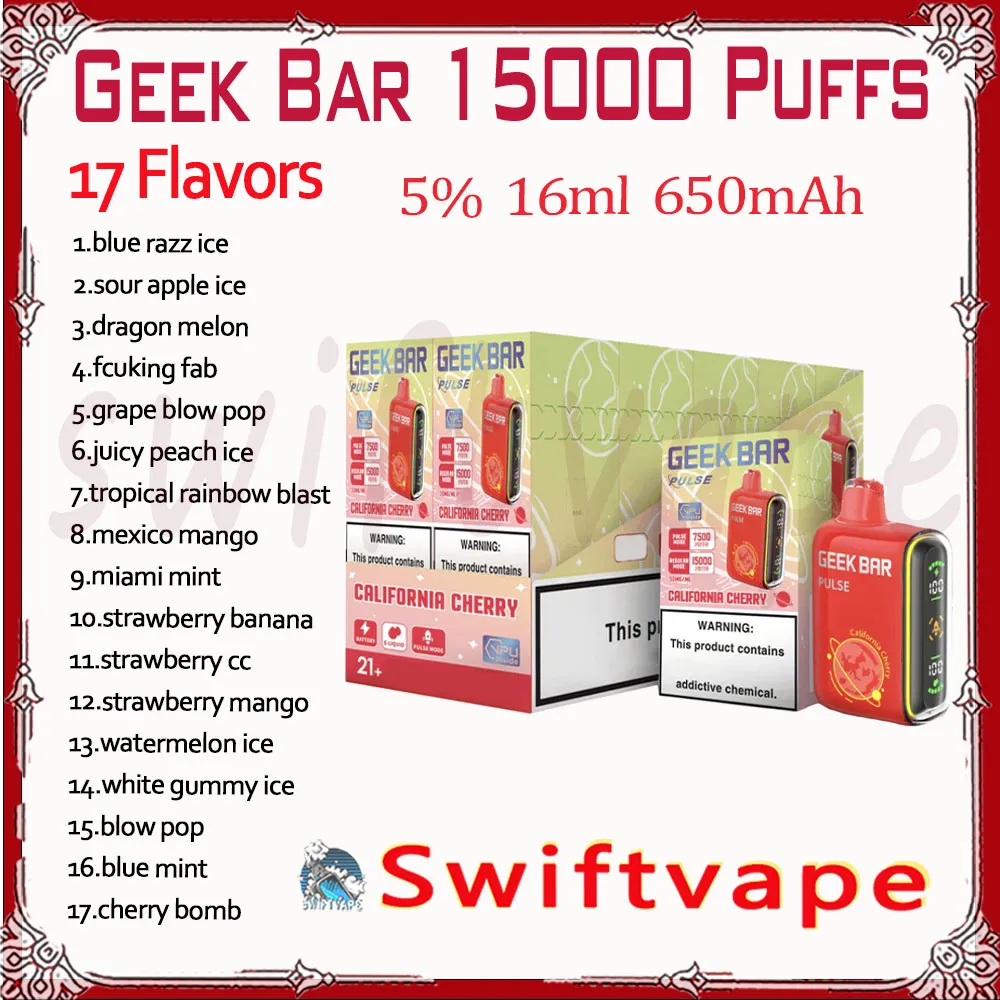 100% originale Geek Bar 15000 sigaretta elettronica usa e getta 17 gusti 16ml Pod batteria ricaricabile 650mAh 15K soffi Vape Kit