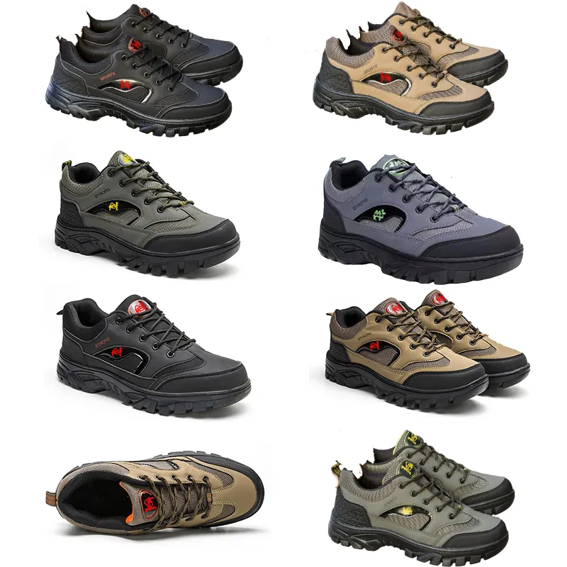 Chaussures d'alpinisme pour hommes Nouvelles quatre saisons Protection du travail en plein air Grande taille Chaussures pour hommes Chaussures de sport respirantes Chaussures de course Chaussures en toile de mode VERT 39