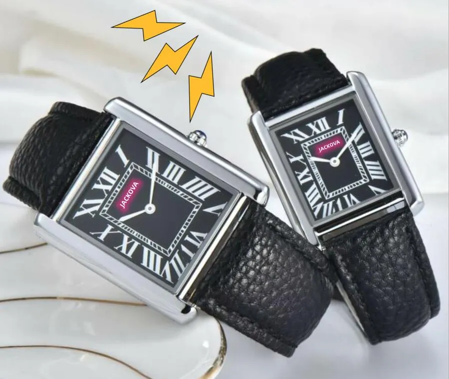 أفضل من الرجال والنساء دبابة رومانية الاتصال الساعات المربعة حزام جلدي Super Bee Star Business Switzerland Clock Japan Quartz Movement Watch Montre de Luxe Gifts