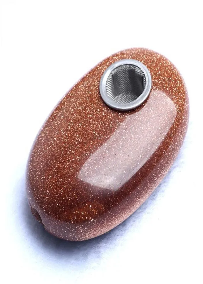 Natural Jinsha Stone Oval Crystal Pipe Simple Fashion Cigaretthållare Spela Tillverkare Direct S1038535