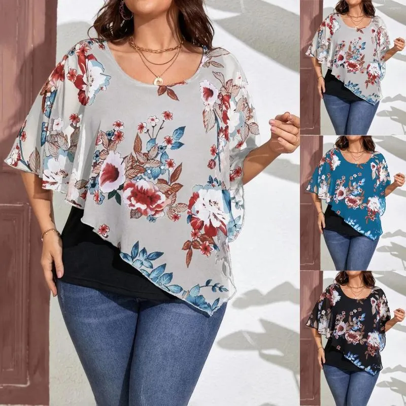 Damskie bluzki kobiety swobodny kwiatowy nadruk szyfonowy kamizelka koszulka bez rękawów luźna bluzka
