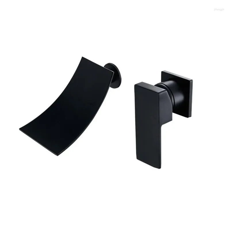 Rubinetti per lavandino del bagno Vidric Fashion Rubinetto per lavabo Rame Nero Miscelatore WC Freddo Maniglia singola Cascata