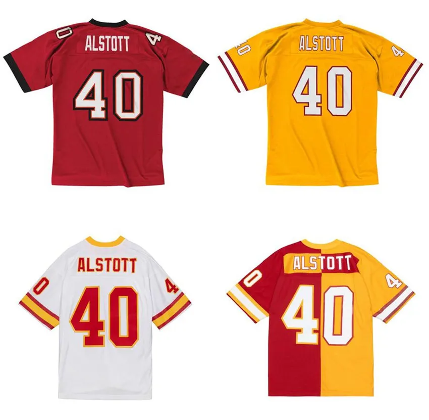 Stitched football Jersey 40 Mike Alstott 1996 2002 red yellow mesh retro Rugby jerseys Men women youth S-6XL